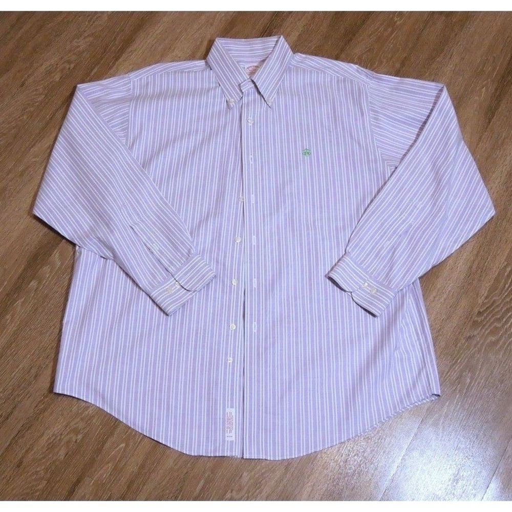 Brooks Brothers MensXL Classic Fit Non-Iron‎ Supima Cotton Striped Shirt Purple
